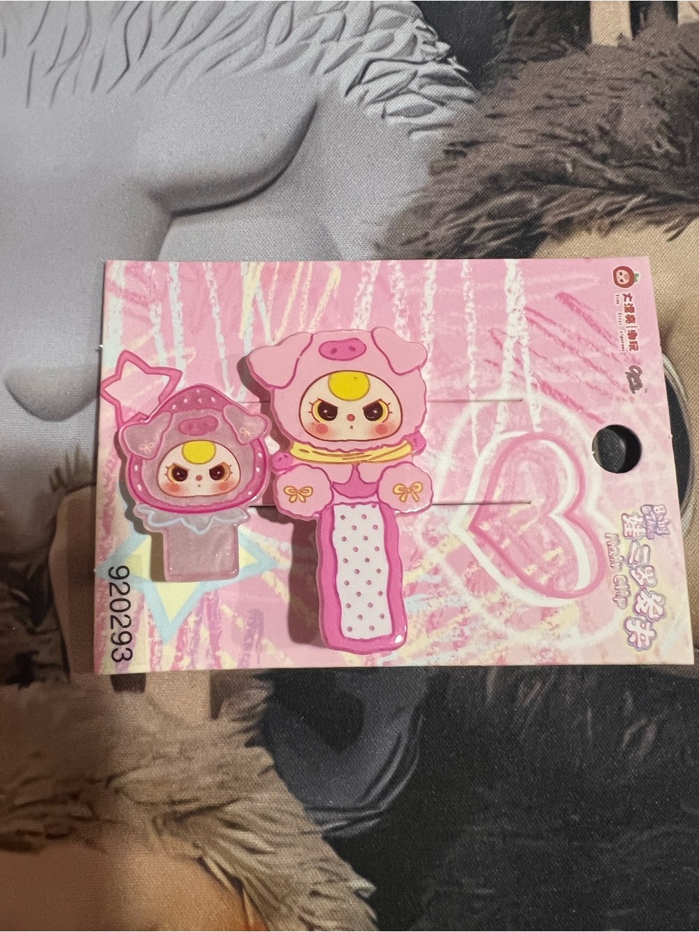 Baby three  Pink Character Hair Clips - Set of 2